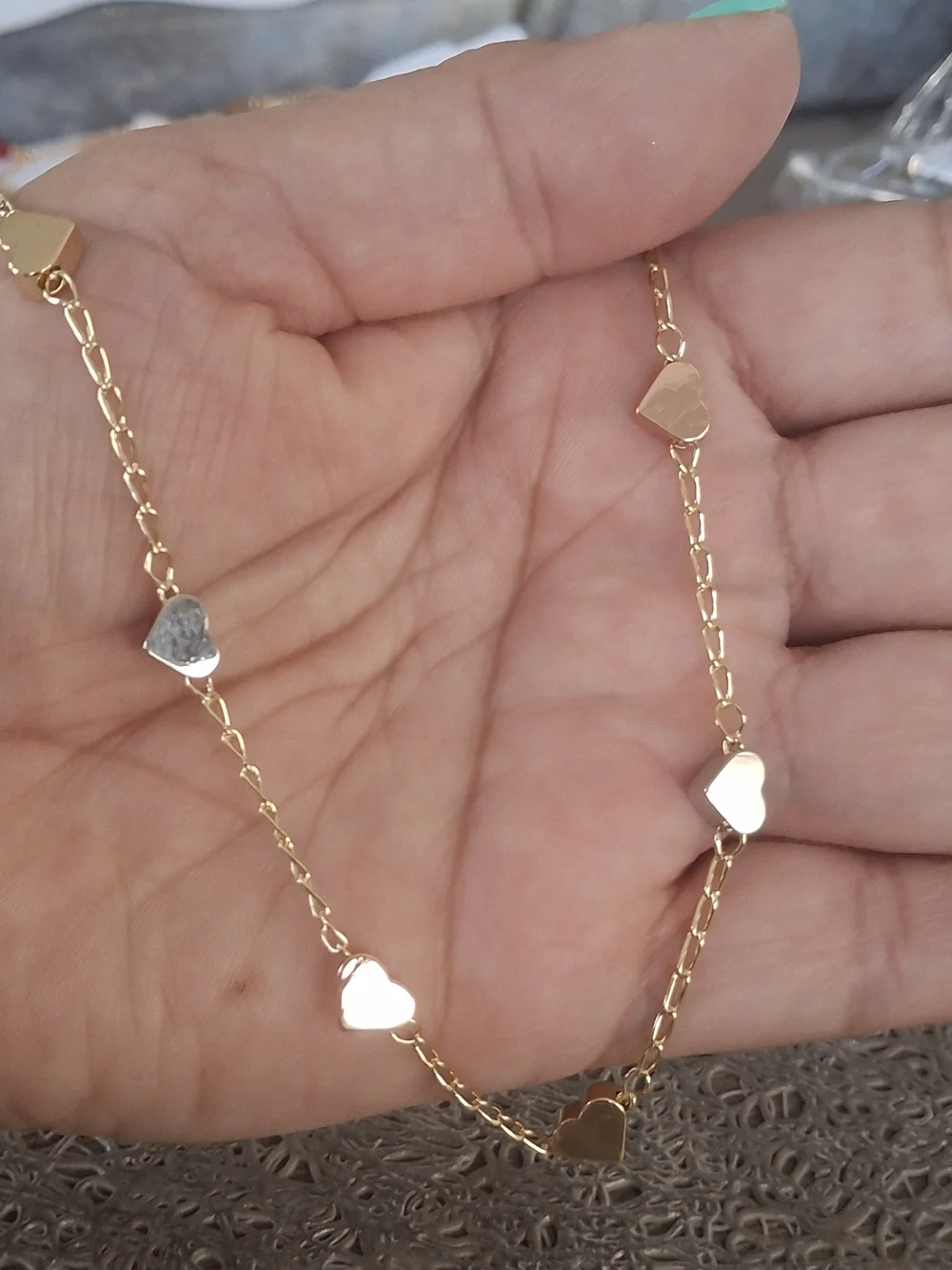 Gold Tone Heart Station Necklace - Women's Jewelry